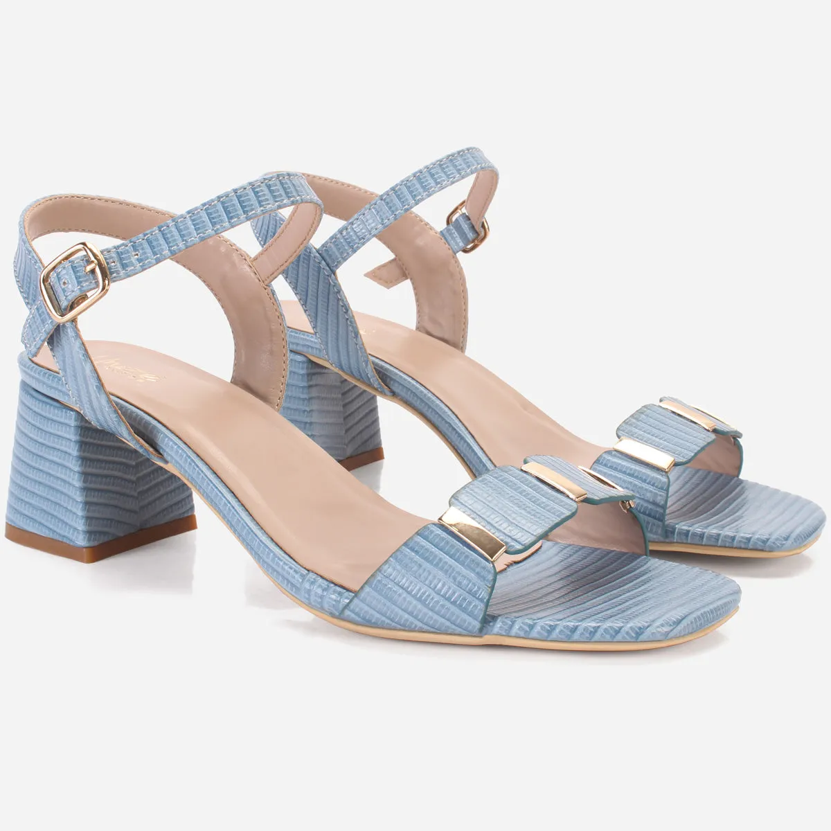 Womens "ZURIA" Ankle Strap Block Heeled Sandals