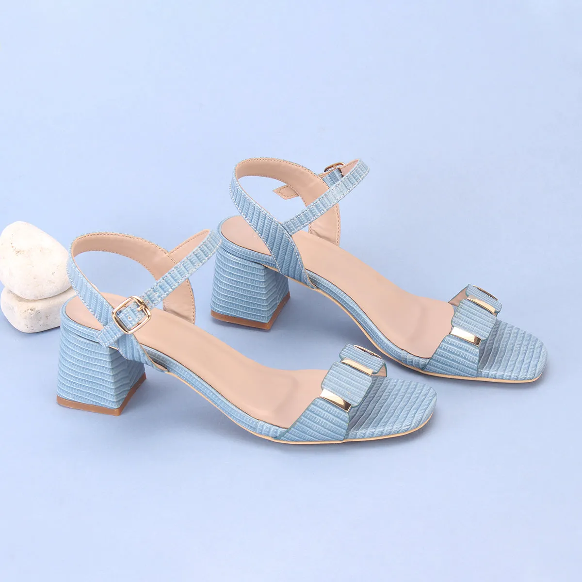 Womens "ZURIA" Ankle Strap Block Heeled Sandals
