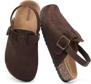 XTJSCBDSH Kids Suede Clogs for Boys and Girls Toddler Cork Footbed Sandals Mules, Potato Shoes with Adjustable Buckle, Slip-on Slippers Indoor Outdoor