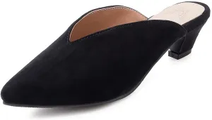 Yawors Womens LC307 Casual Solid Comfort Imitated Suede Low Flare Slides