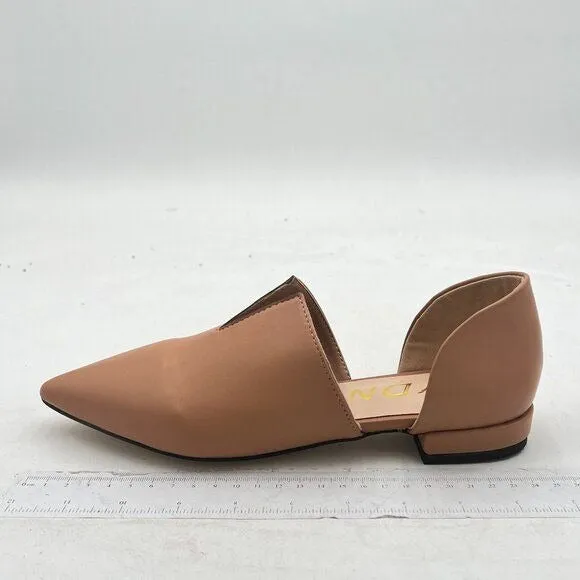 YDN Nude Pointed Toe D'Orsay V Cut Low Heels Slip On Office Dress Loafer Shoes