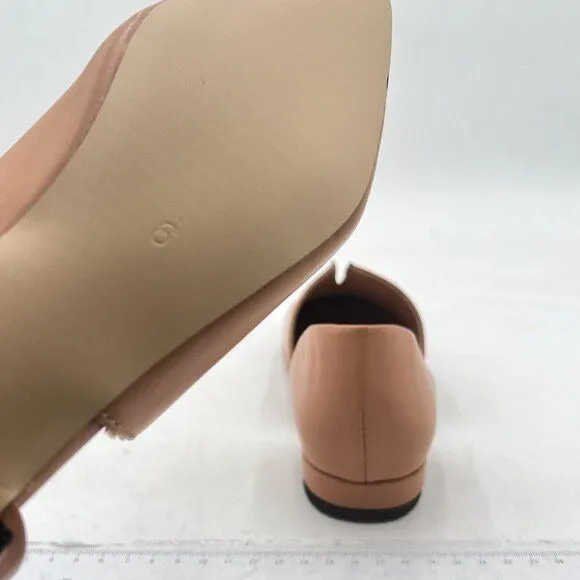 YDN Nude Pointed Toe D'Orsay V Cut Low Heels Slip On Office Dress Loafer Shoes