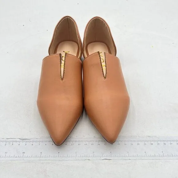 YDN Nude Pointed Toe D'Orsay V Cut Low Heels Slip On Office Dress Loafer Shoes
